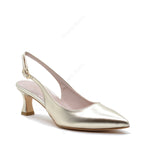 Delia Gold Slingback Pump with Strap