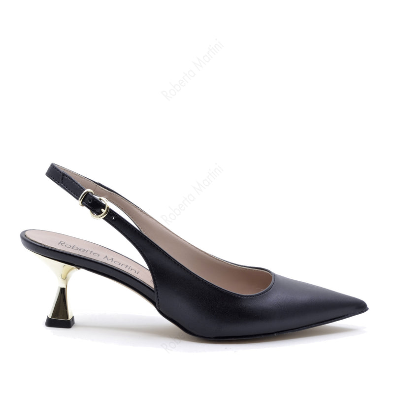 Julie Black Slingback Pump with Strap