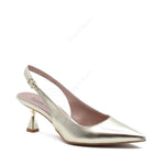 Slingback pump with Julie Strap in Platinum Laminate