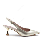 Slingback pump with Julie Strap in Platinum Laminate