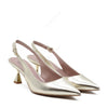 Slingback pump with Julie Strap in Platinum Laminate