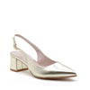 Slingback décolleté with gold laminated Chris strap