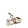 Slingback décolleté with gold laminated Chris strap