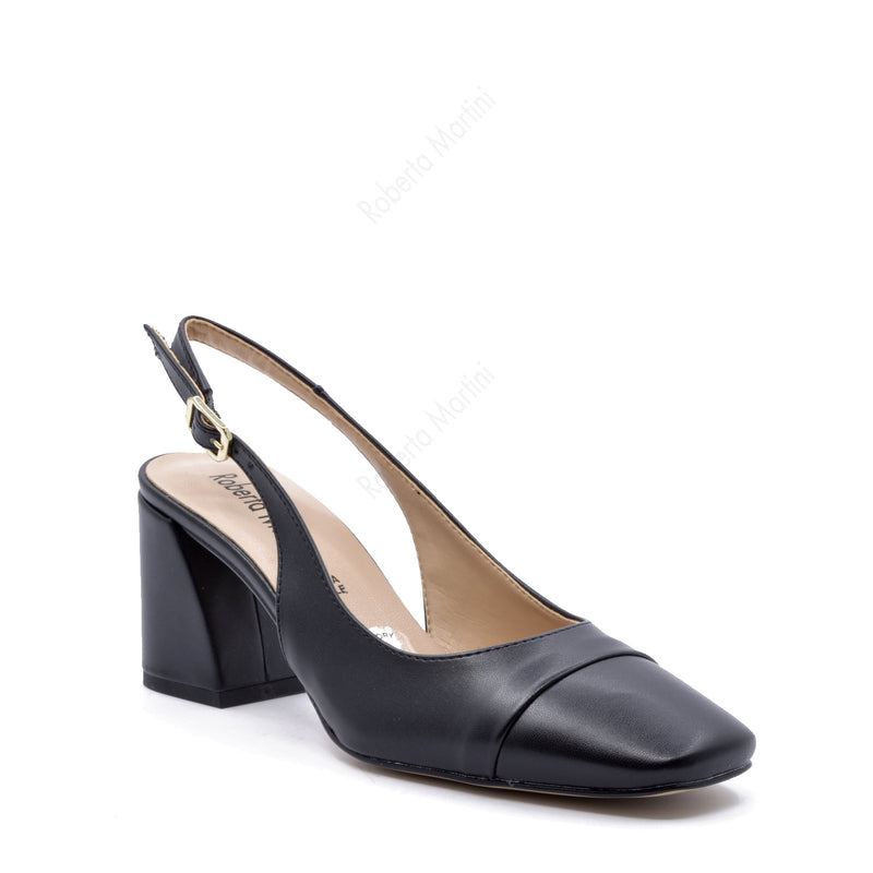 Katia Black Slingback Pump with Strap