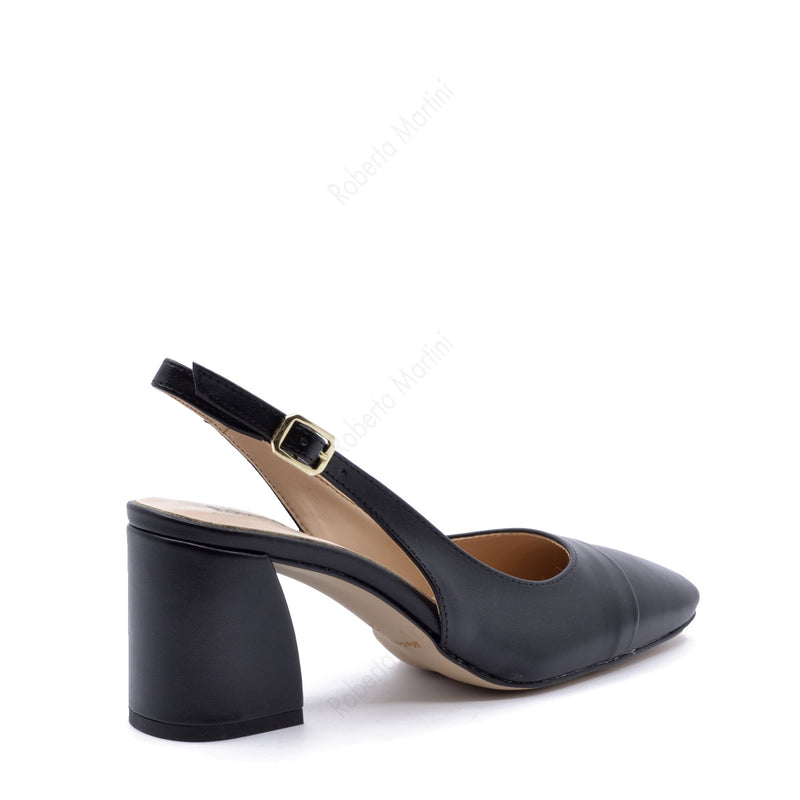 Katia Black Slingback Pump with Strap