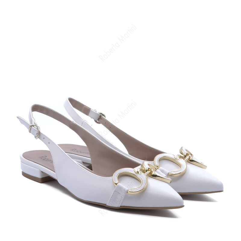 Ludo Décolleté Ballerina with White Strap