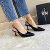 Serena Black Slingback Pump with Strap