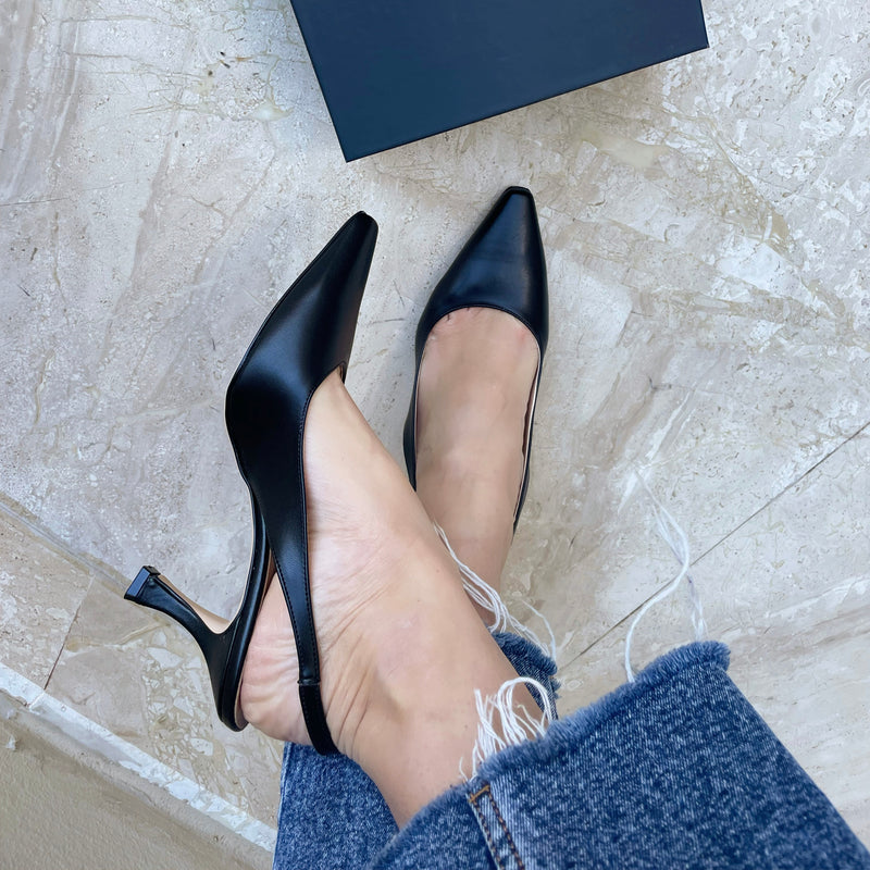 Serena Black Slingback Pump with Strap