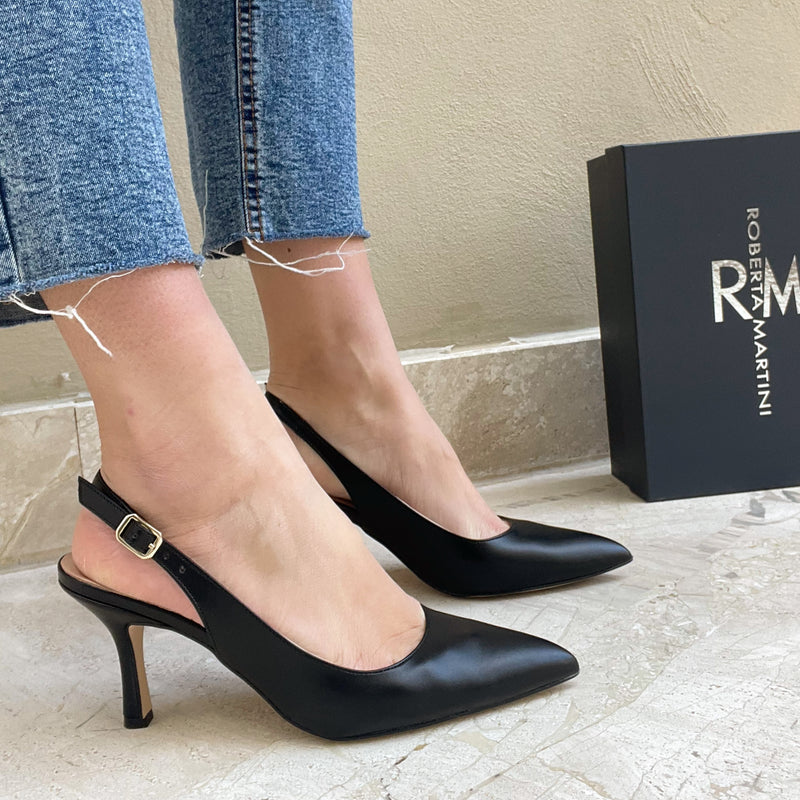 Iris Slingback Pump with Black Strap