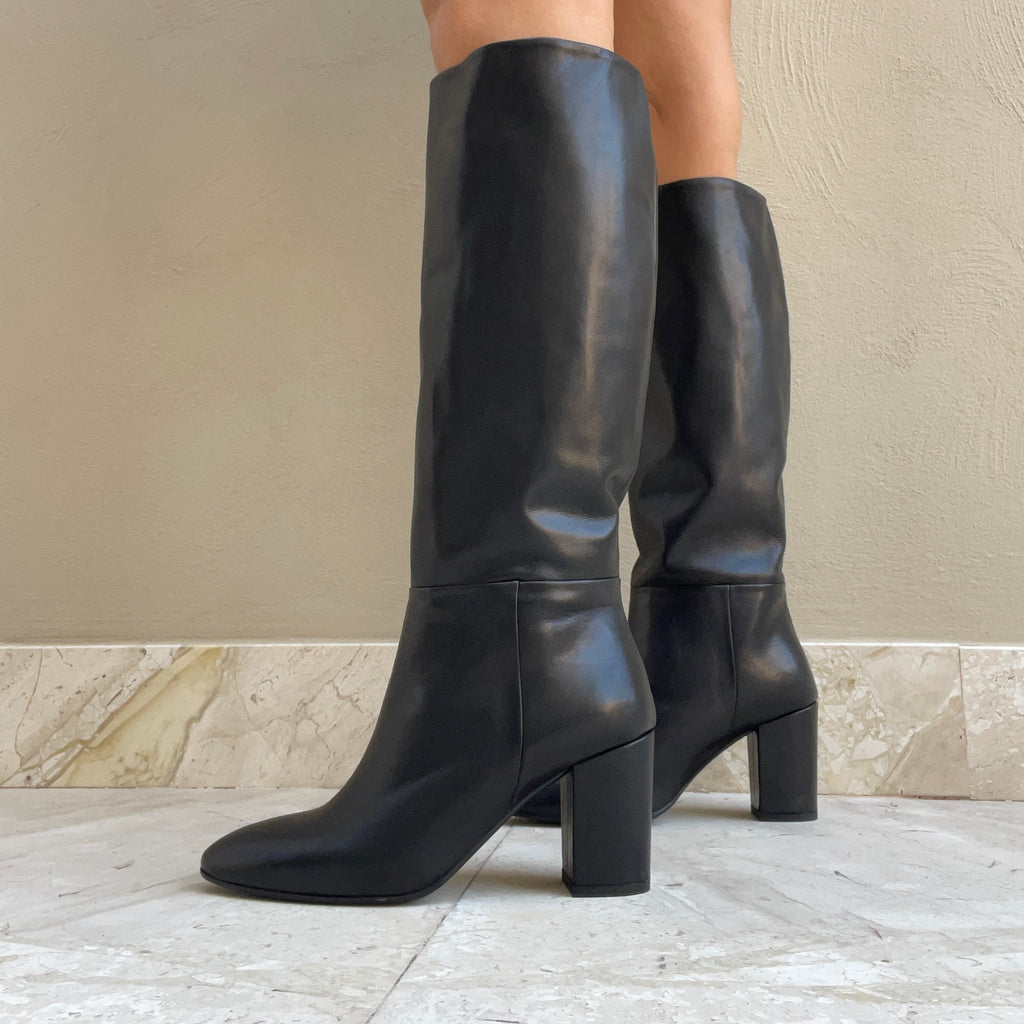 Lorena Black Leather Boot