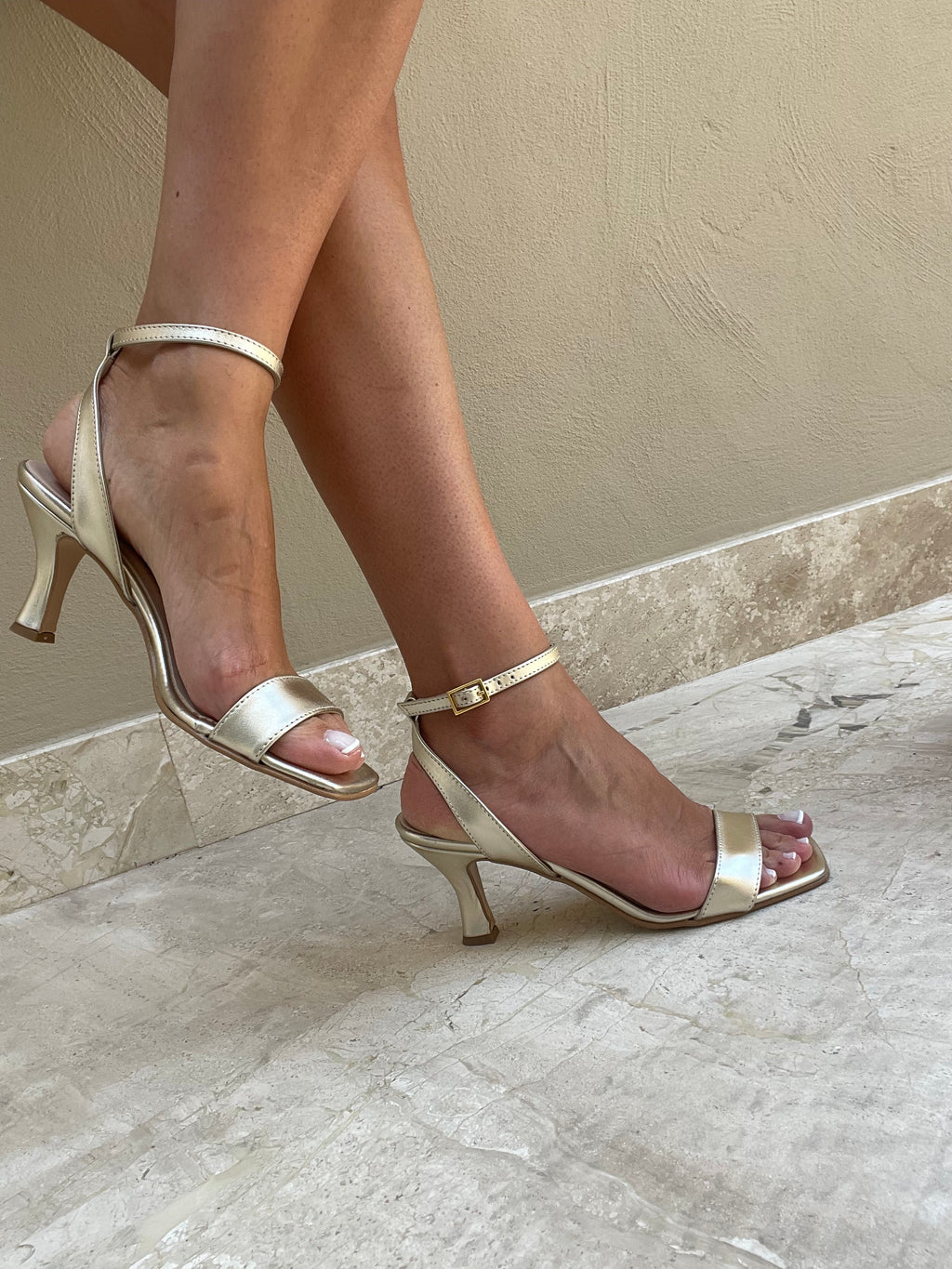 Mina sandal with platinum strap