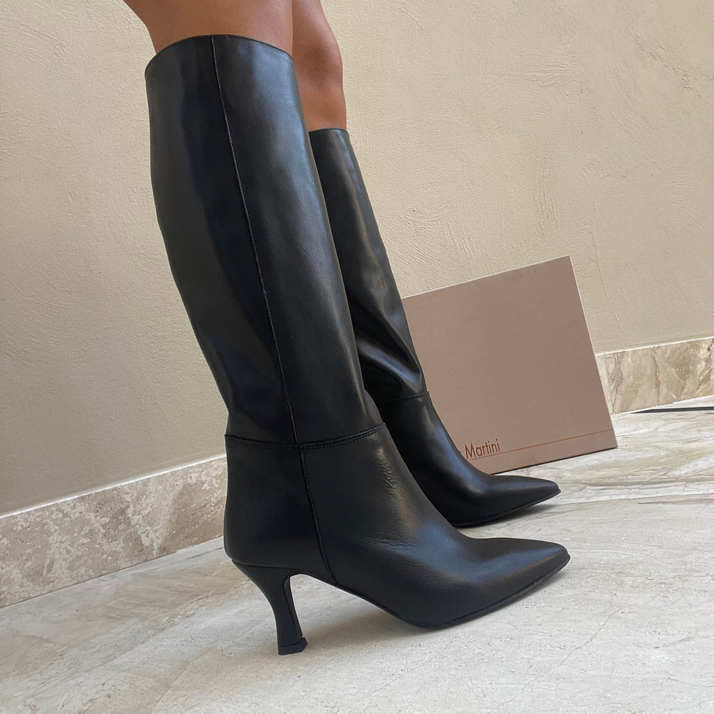 Hanna Black Leather Boot