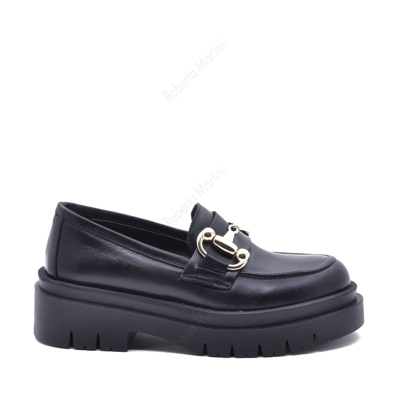 Jessie Moccasin Leather Black