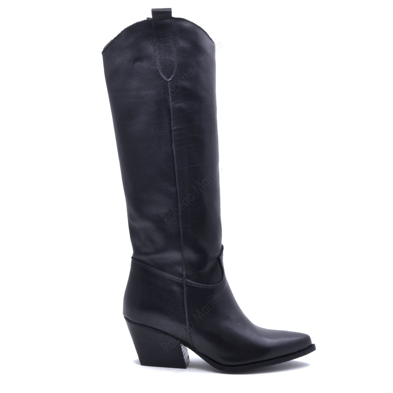 Kinsley Leather Texan Boot Black