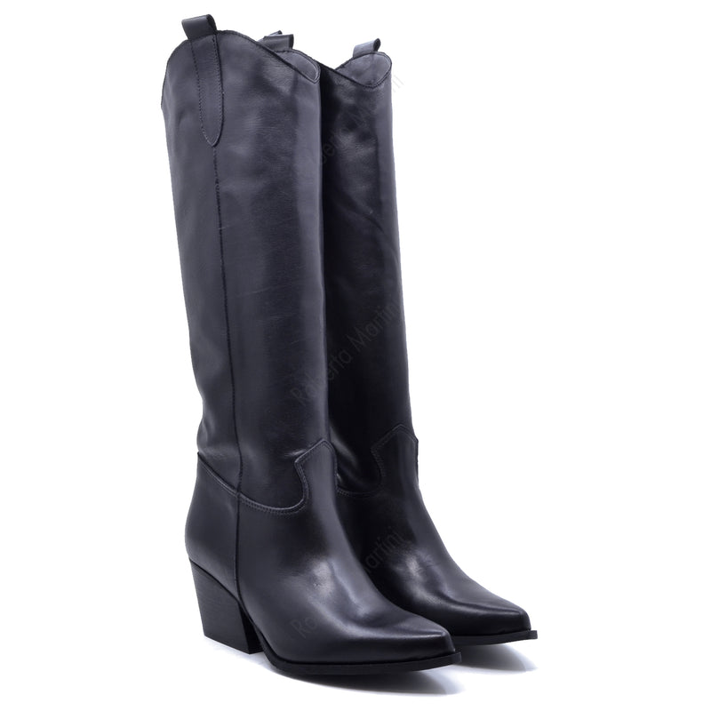 Kinsley Leather Texan Boot Black