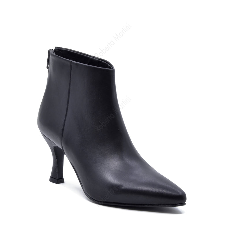 Unique Black Leather Ankle Boot