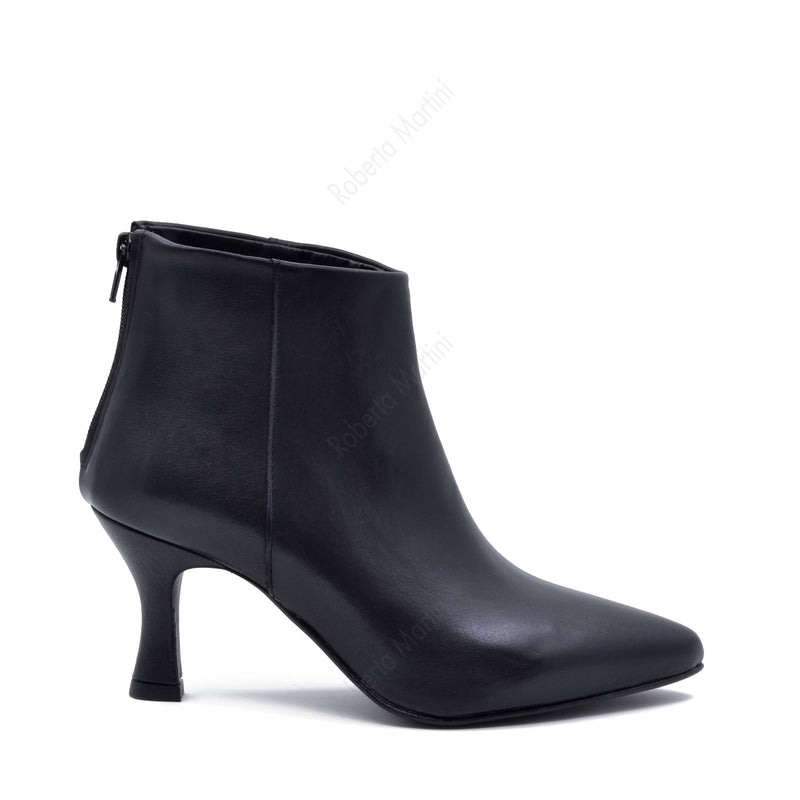 Unique Black Leather Ankle Boot