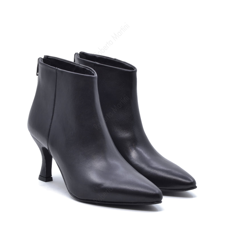 Unique Black Leather Ankle Boot